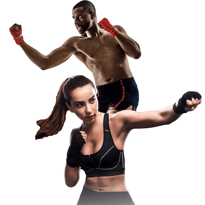 Mixed Martial Arts Lessons for Adults in Woburn MA - Man and Woman Punching Hooks